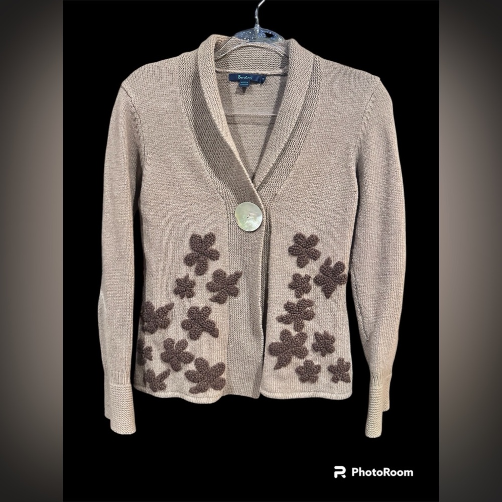 BODEN ☀️ Women’s Wool & Cashmere Blend Cardigan w/Pearl button, EUC, Size 12